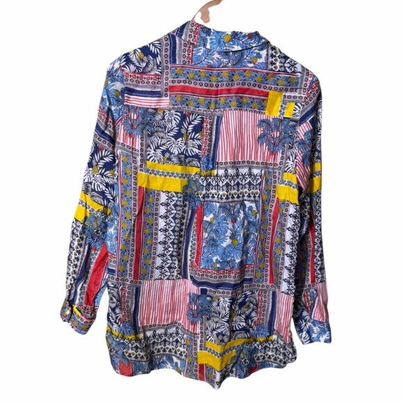 J. McLaughlin Brit Linen Long Sleeve Button Down in Palm Park Size Medium - Picture 6 of 13